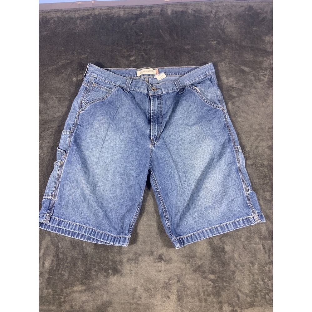 Levi's Carpenter Men'sโ Shorts Size 38 Blue Contrast Stitching Wash Denim Cotton